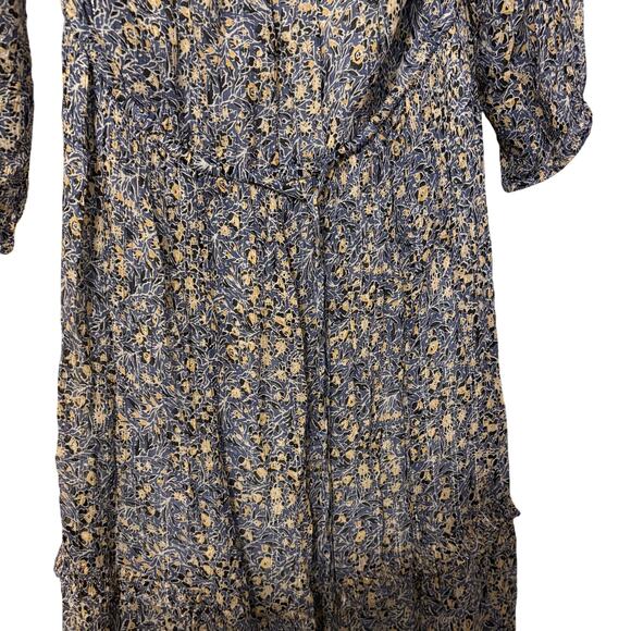 Anthropologie Blue Floral Kira Off The Shoulder Peasant Midi Tiered Dress Size 4 - Picture 6 of 8